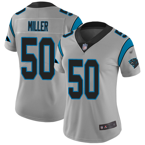 Carolina Panthers Limited Silver Women Christian Miller Jersey NFL Football #50 Inverted Legend->carolina panthers->NFL Jersey